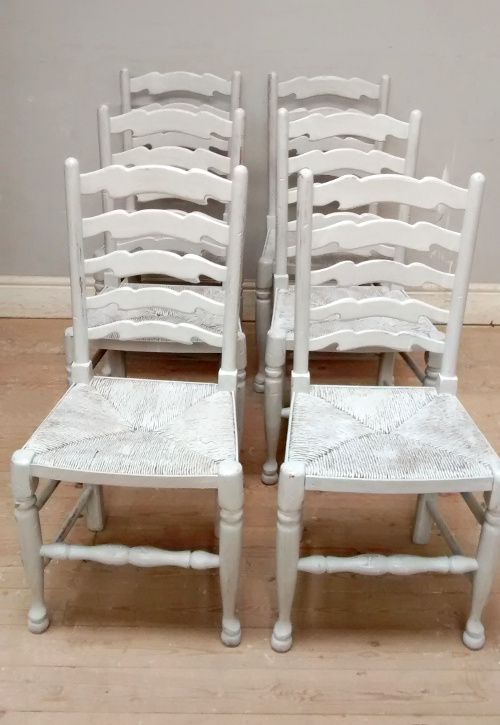 set of 6 dining chairs - painted